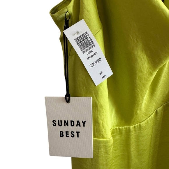 NWT Aritzia Sunday Best Spencer Satin Mini Dress, Pear Green, Size S - Picture 6 of 11
